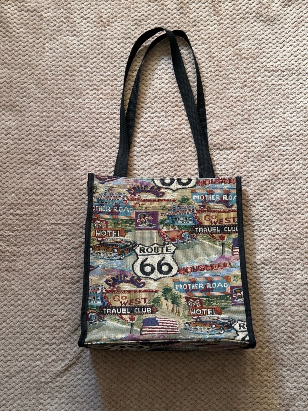 Route 66 Tapestry Tote Bag - Multicolor